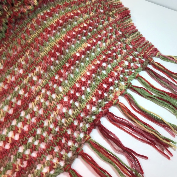 Colorful Shawl 78” x 31” Green Taupe Yellow - Picture 4 of 5